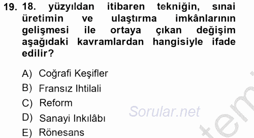 Atatürk İlkeleri Ve İnkılap Tarihi 1 2012 - 2013 Ara Sınavı 19.Soru