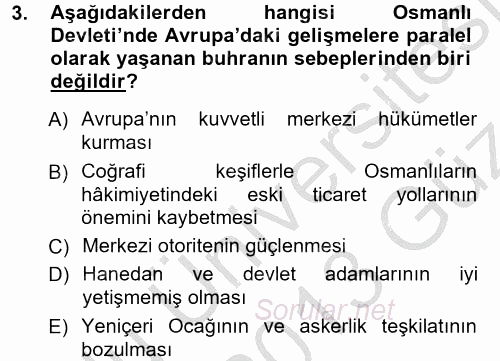 Atatürk İlkeleri Ve İnkılap Tarihi 1 2012 - 2013 Ara Sınavı 3.Soru