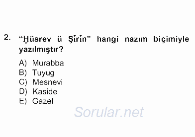 Türk Edebiyatının Mitolojik Kaynakları 2012 - 2013 Ara Sınavı 10.Soru