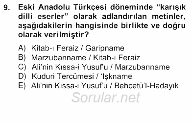 Türk Edebiyatının Mitolojik Kaynakları 2012 - 2013 Ara Sınavı 17.Soru