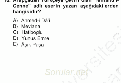 Türk Edebiyatının Mitolojik Kaynakları 2012 - 2013 Ara Sınavı 18.Soru