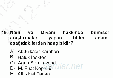 Türk Edebiyatının Mitolojik Kaynakları 2012 - 2013 Ara Sınavı 4.Soru