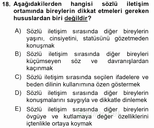 Türk Dili 2 2017 - 2018 Dönem Sonu Sınavı 18.Soru